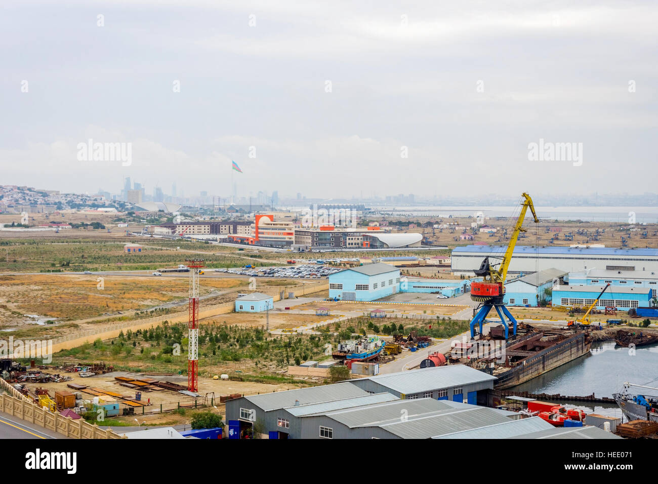 Industrial port and shipyard, Baku, Azerbaijan Stock Photo
