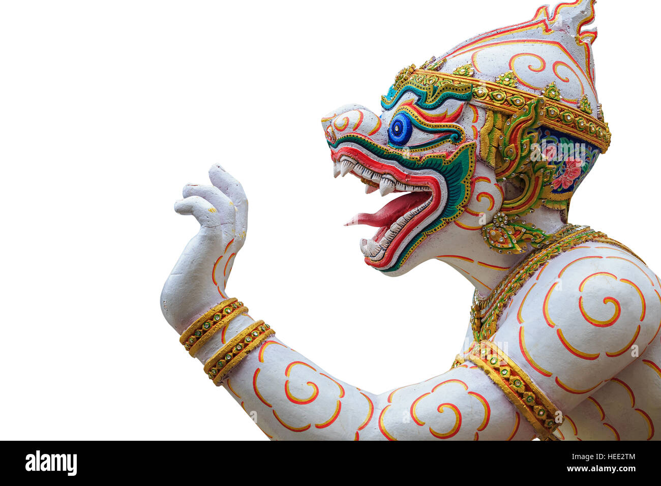 Traditional Thai style Hanuman or monkey statue in public temple in  Thailand. Isolated on white background. Save with clipping path Stock Photo  - Alamy