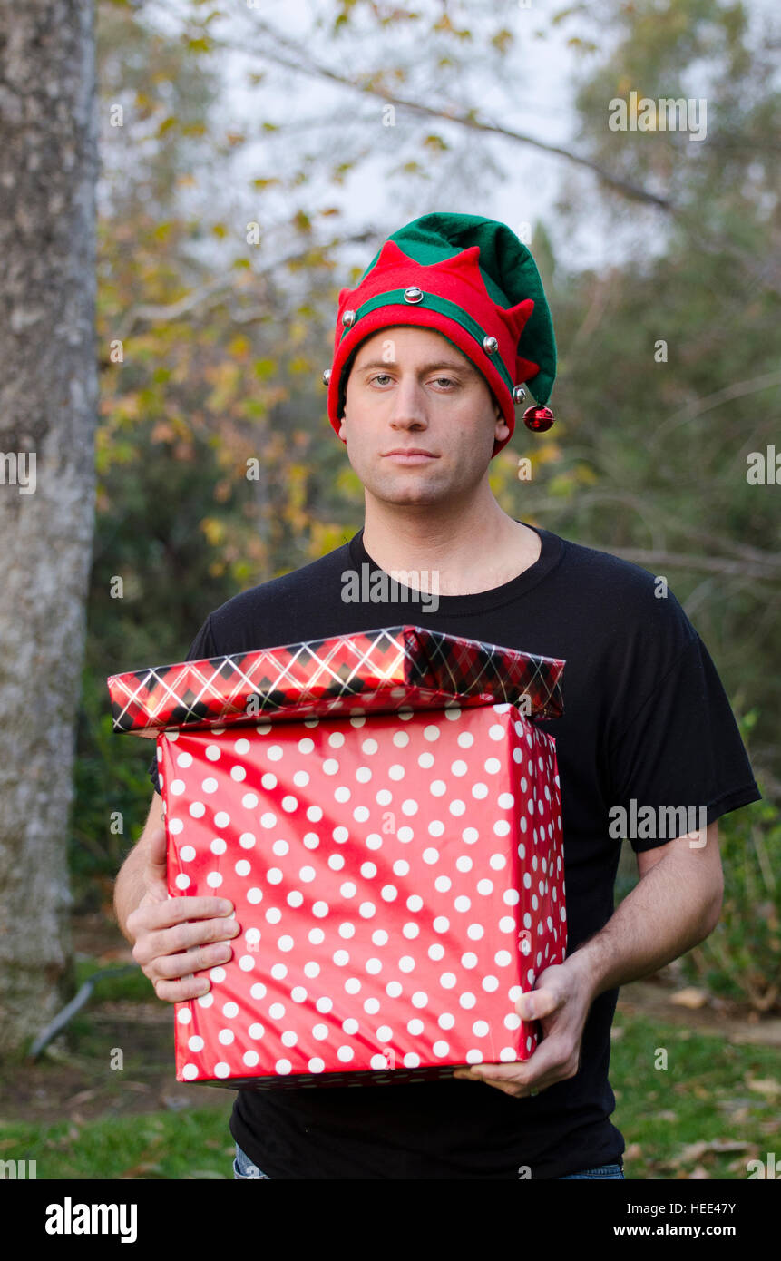 Man stressed out by the Holiday season. Stock Photo