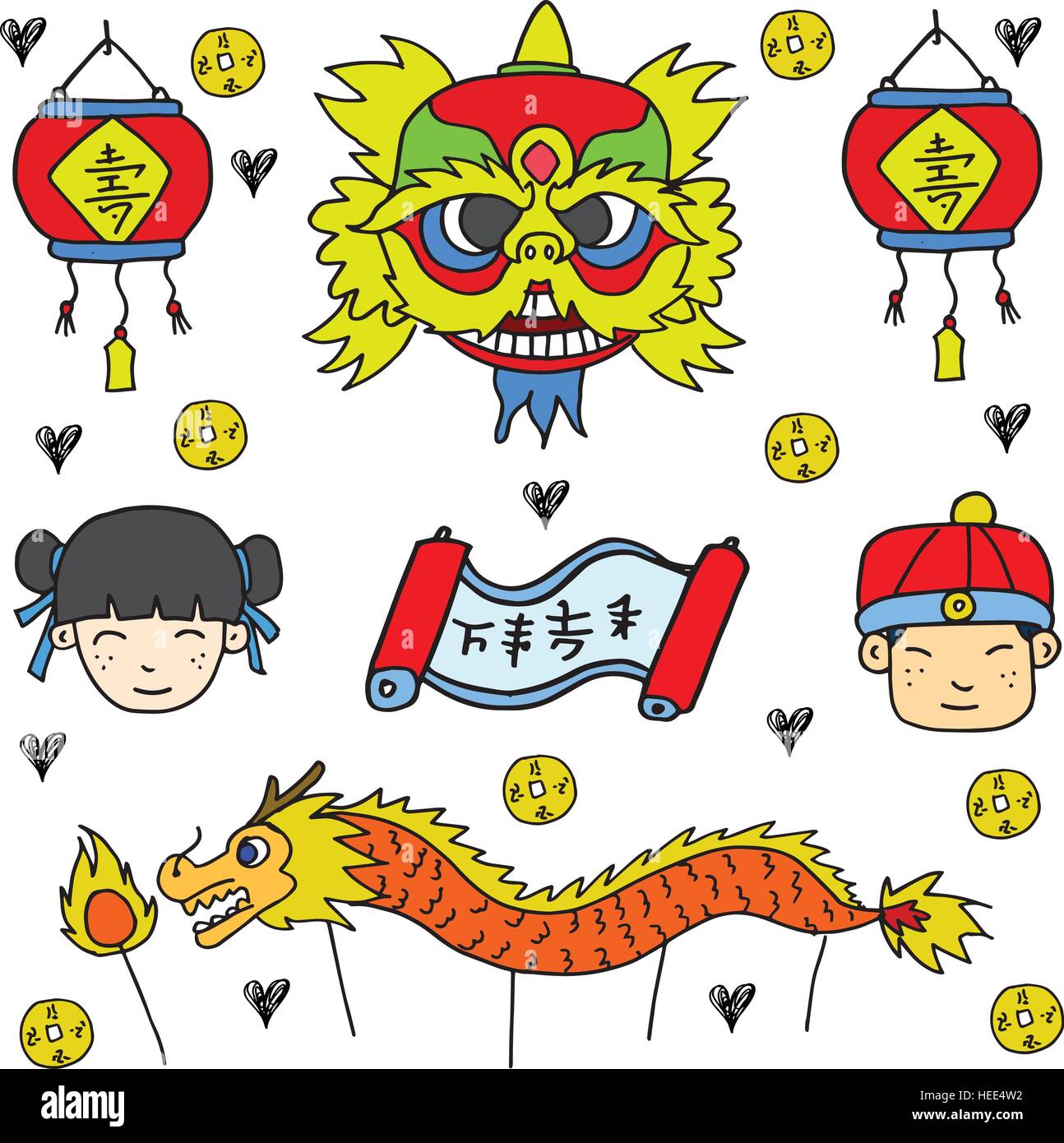 Chinese New Year of doodles object Stock Vector Image & Art - Alamy