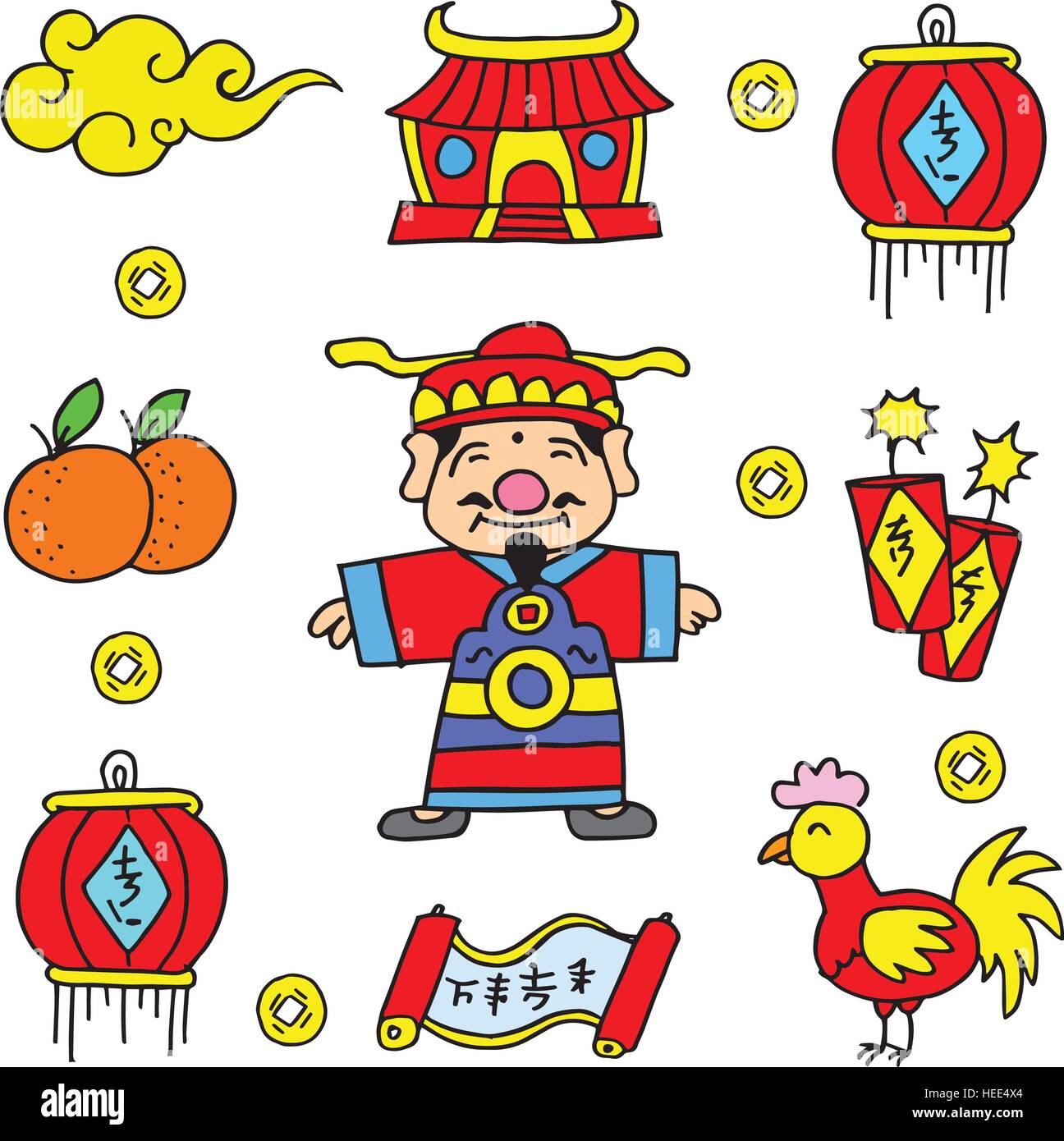 Doodle Of Element Chinese New Year Stock Vector Image & Art - Alamy