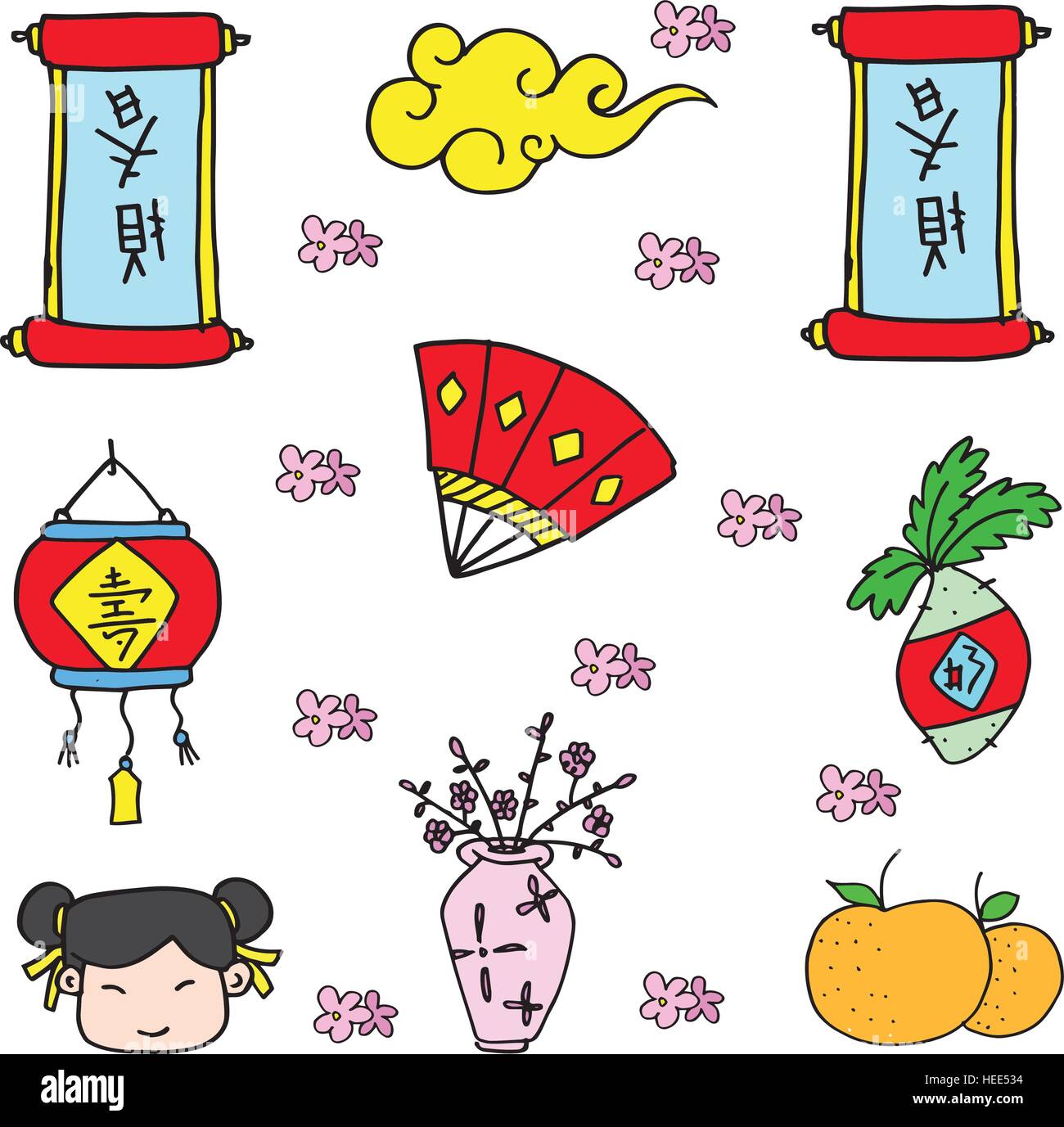 Doodle of Chinese colorful collection Stock Vector Image & Art - Alamy