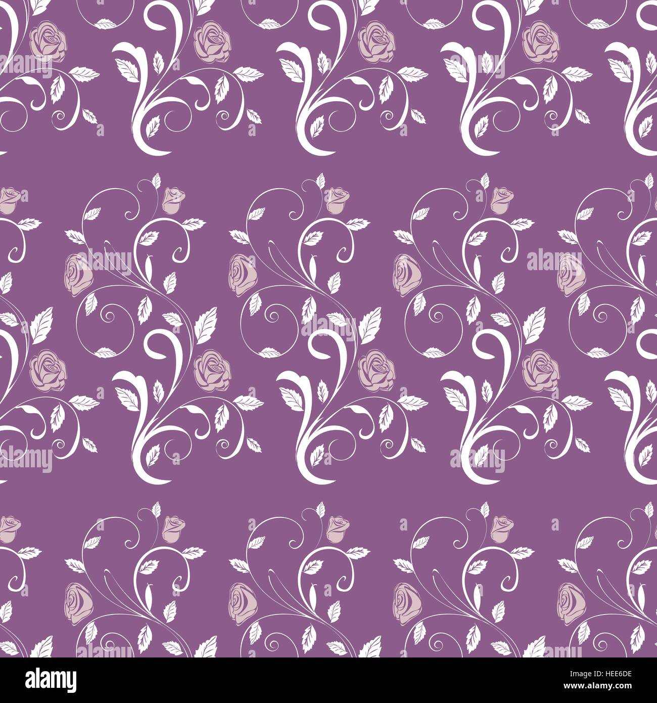 Retro seamless pattern branches roses. Vector illustration Stock Vector ...