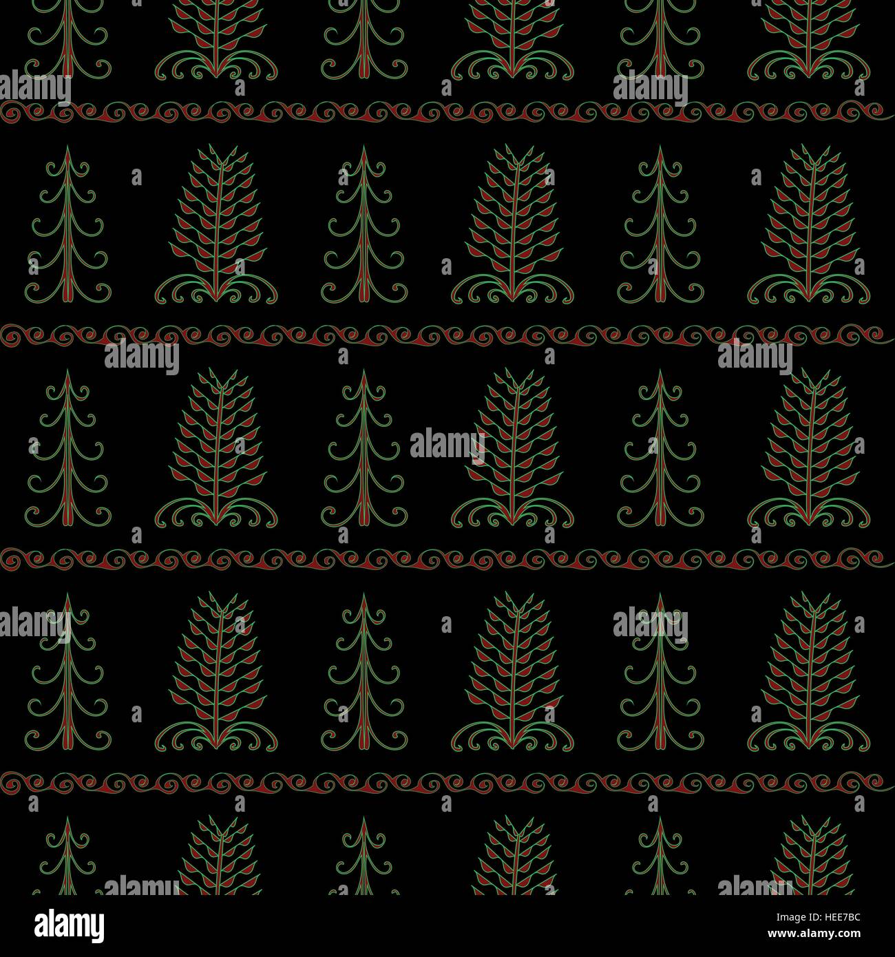 Christmas trees vintage seamless pattern. Ethnic ornament vector ...