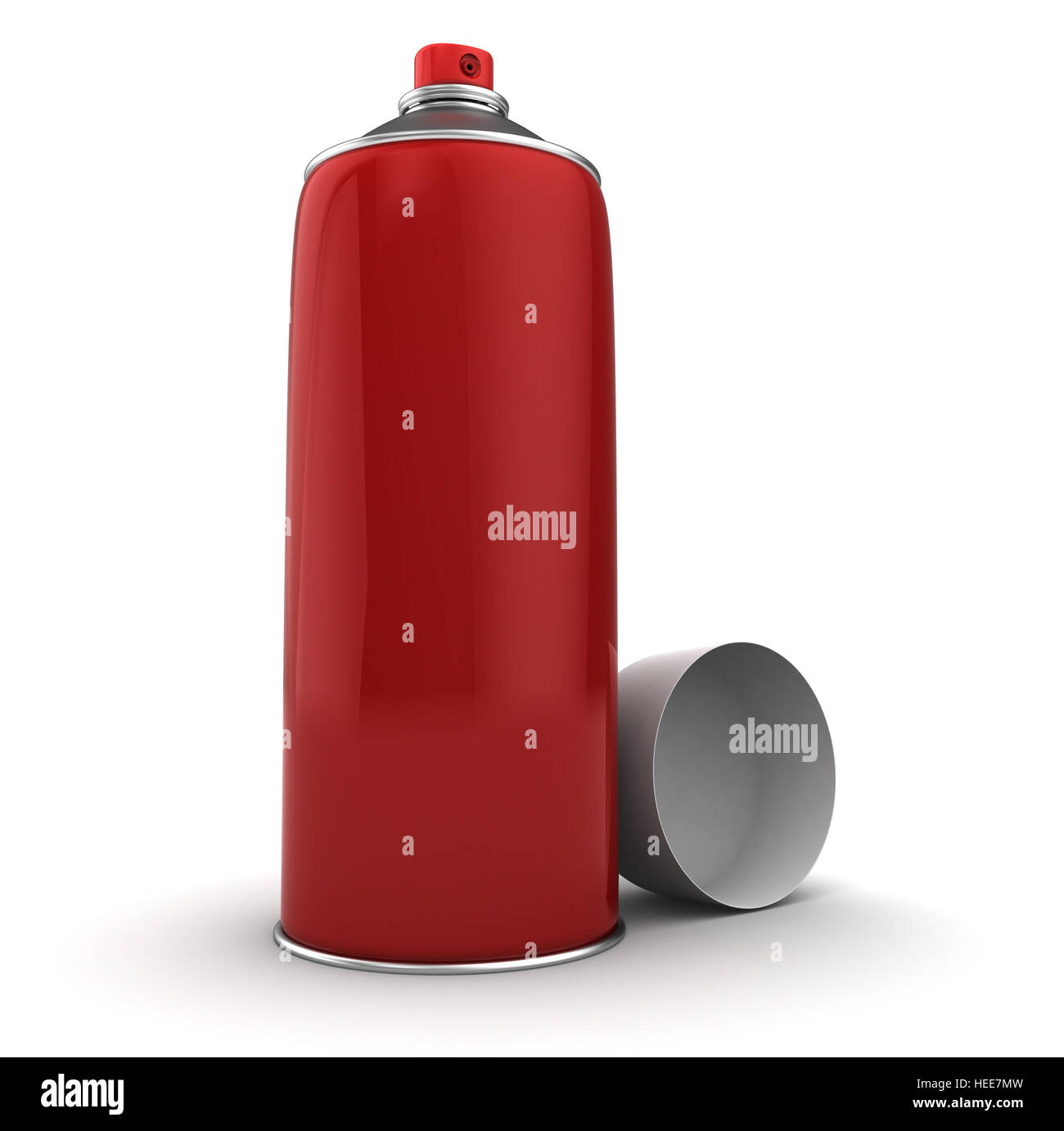3d illustration of red color spray bottle, over white background Stock