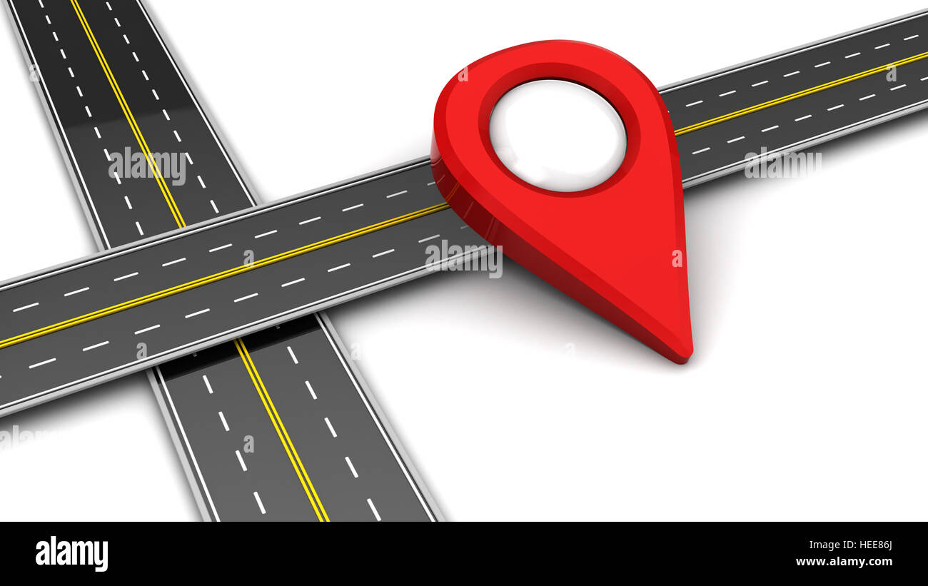 abstract 3d illustration of roads and navigation point Stock Photo