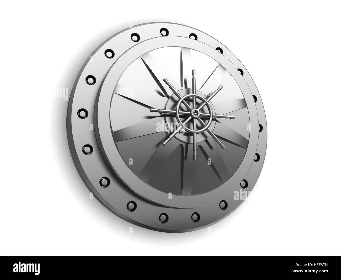 3d illustration of closed vault door over white background Stock Photo
