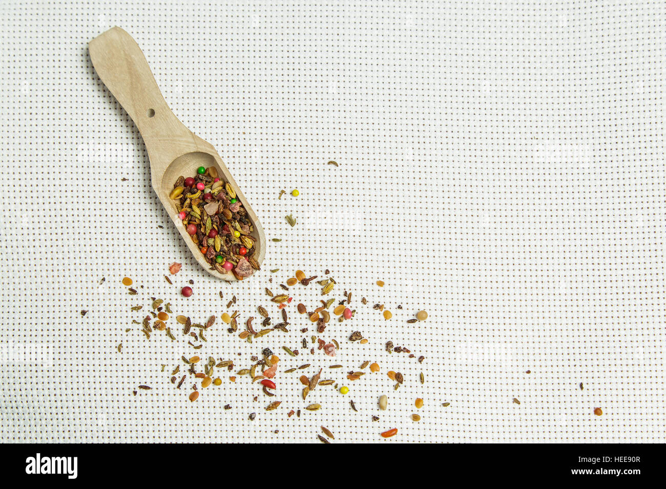 East spices on a light background with a shovel Stock Photo