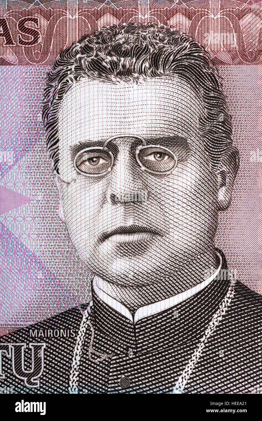 Maironis - Jonas Maciulis portrait from Lithuanian money Stock Photo