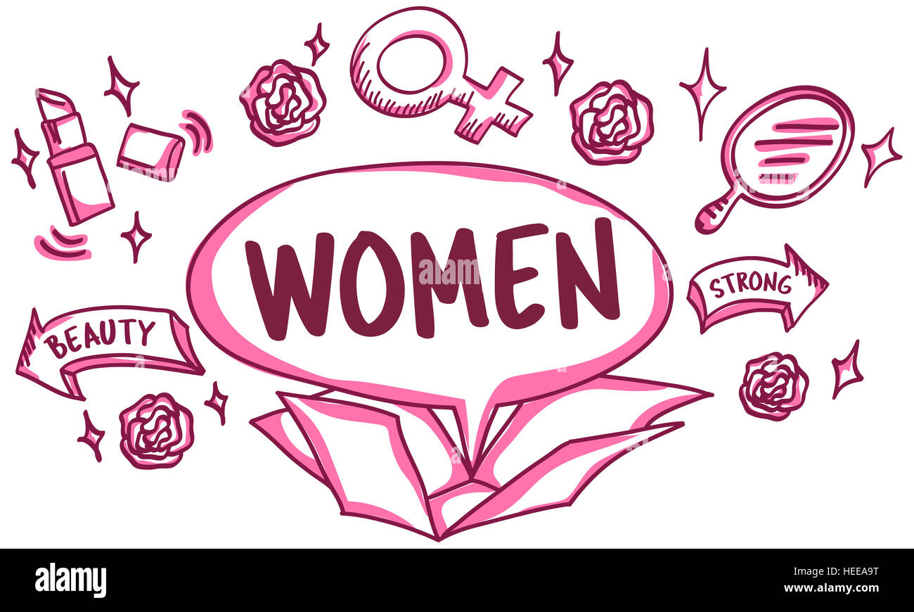 Feminine Icons Symbols Outside Box Sketch Concept Stock Photo Alamy