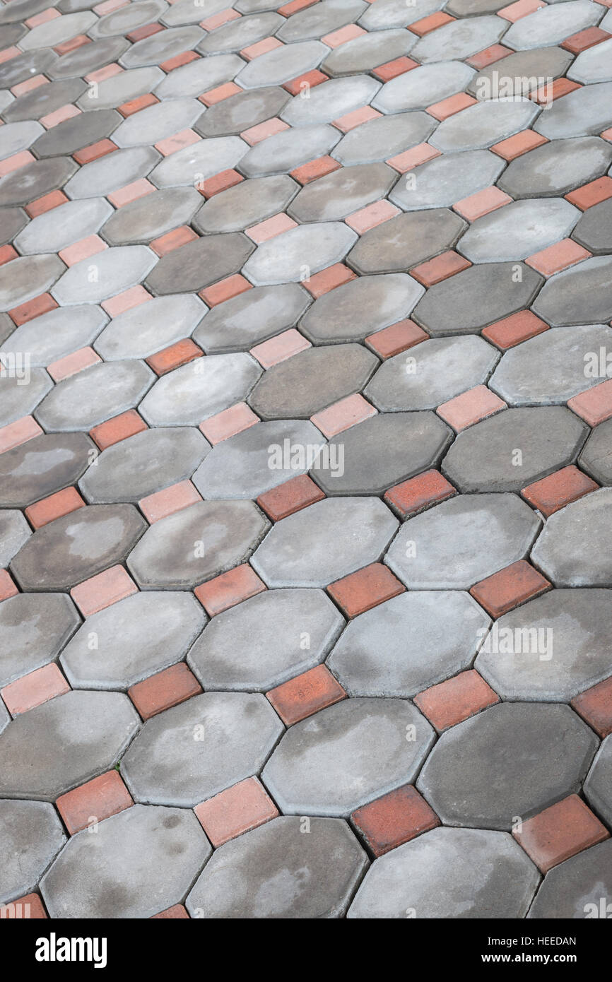 Pattern of grey stone path of walkway Stock Photo