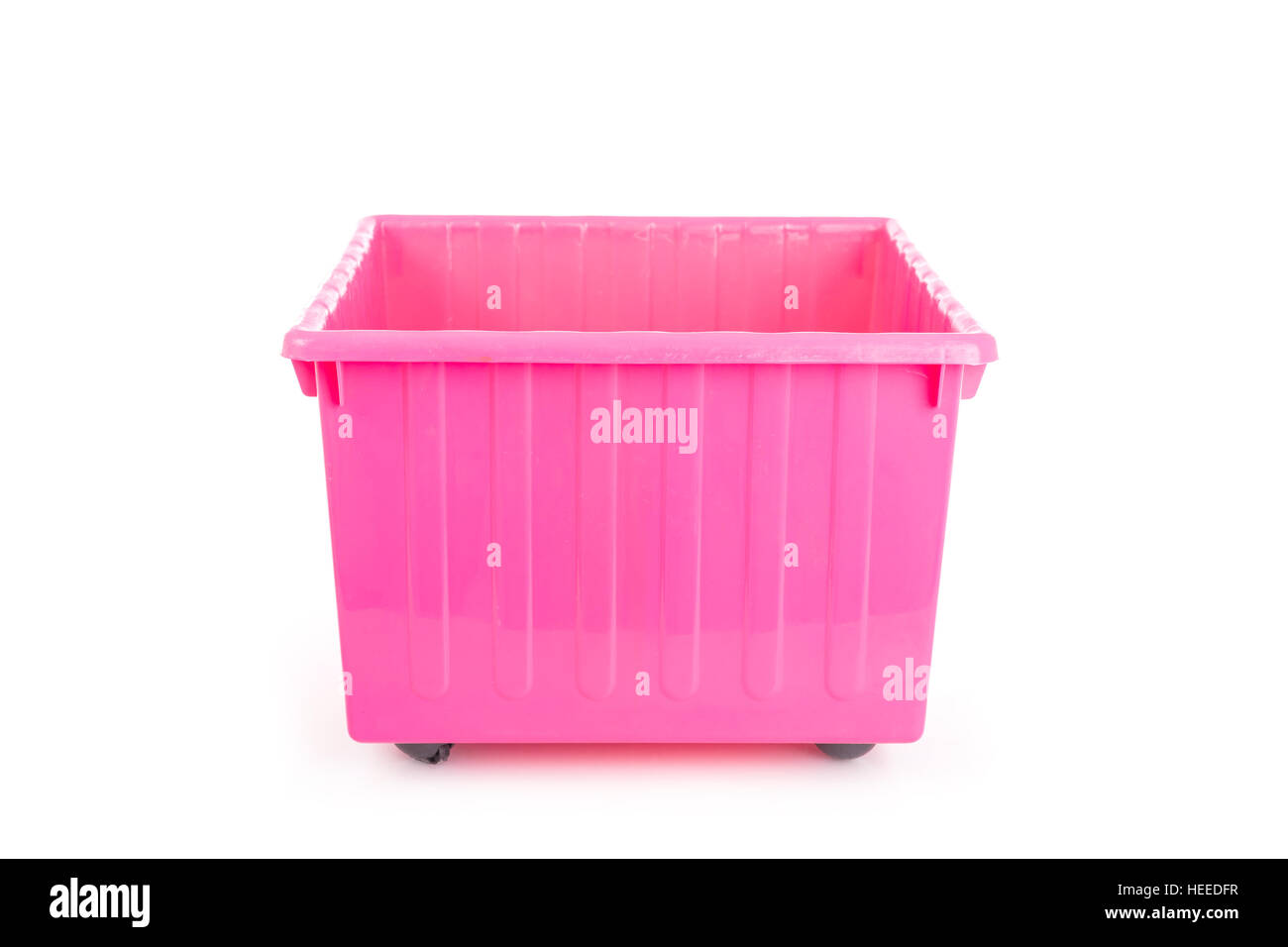 Empty pink plastic box isolated on white background Stock Photo