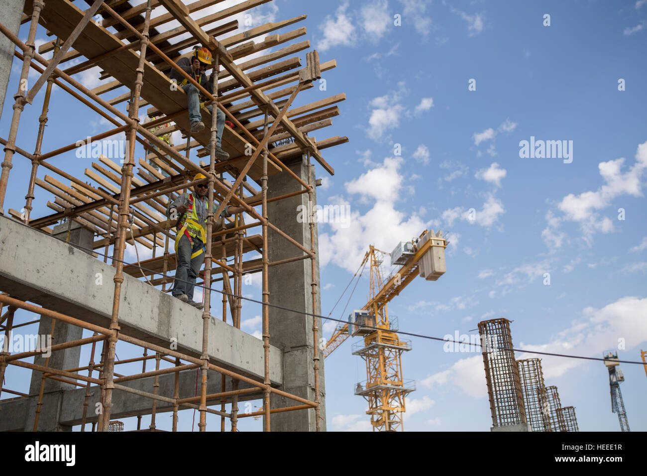 Construction of the As-Samra waste water treatment plant in Zarqa, Jordan. Stock Photo