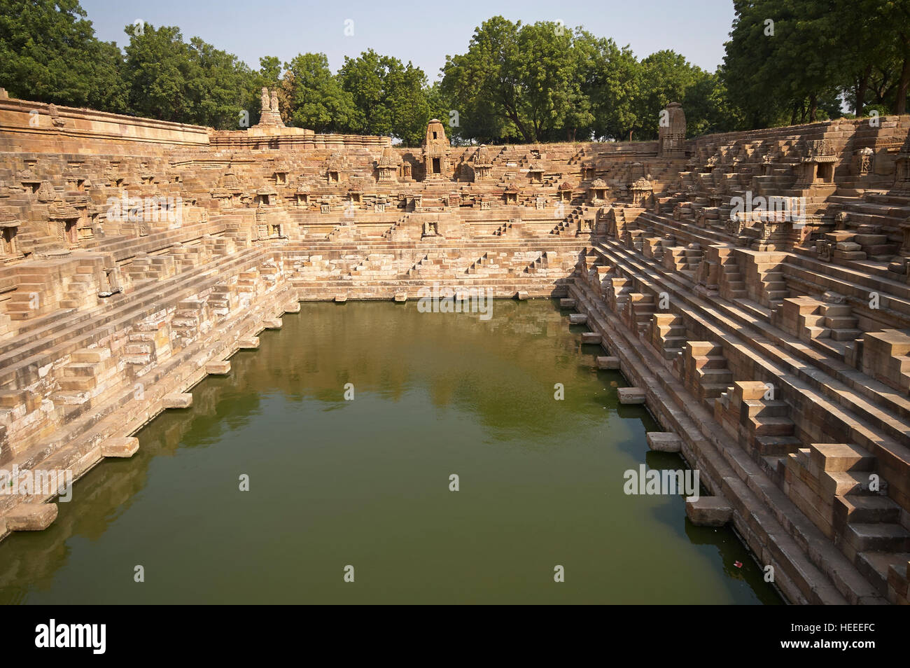 Ancient stepped water tank in front of the Sun Temple at Modhera