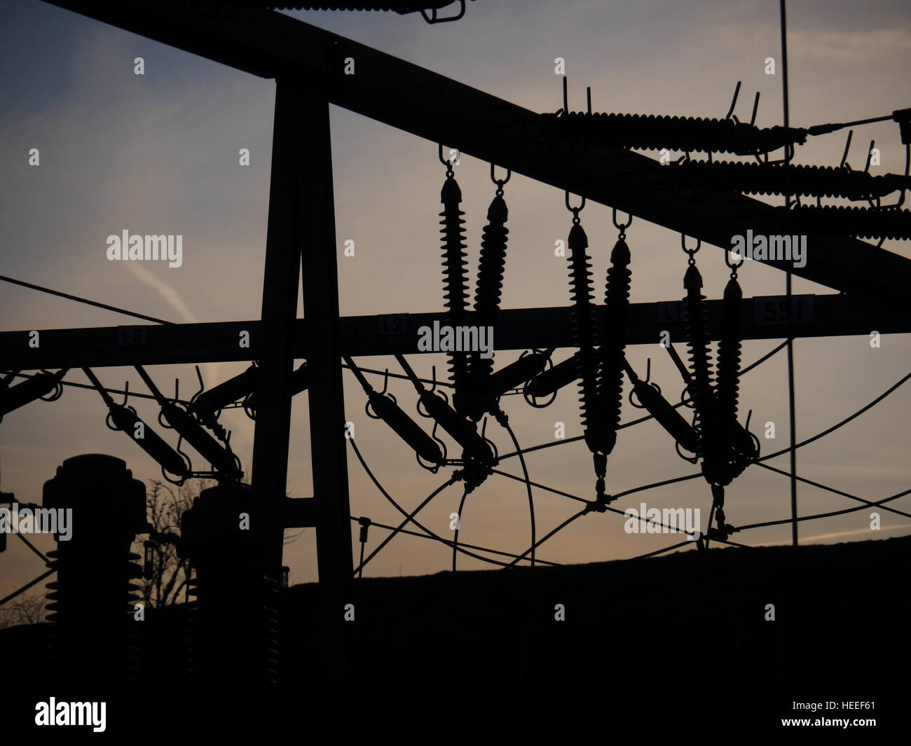 Electrical power grid in silhouette Stock Photo - Alamy