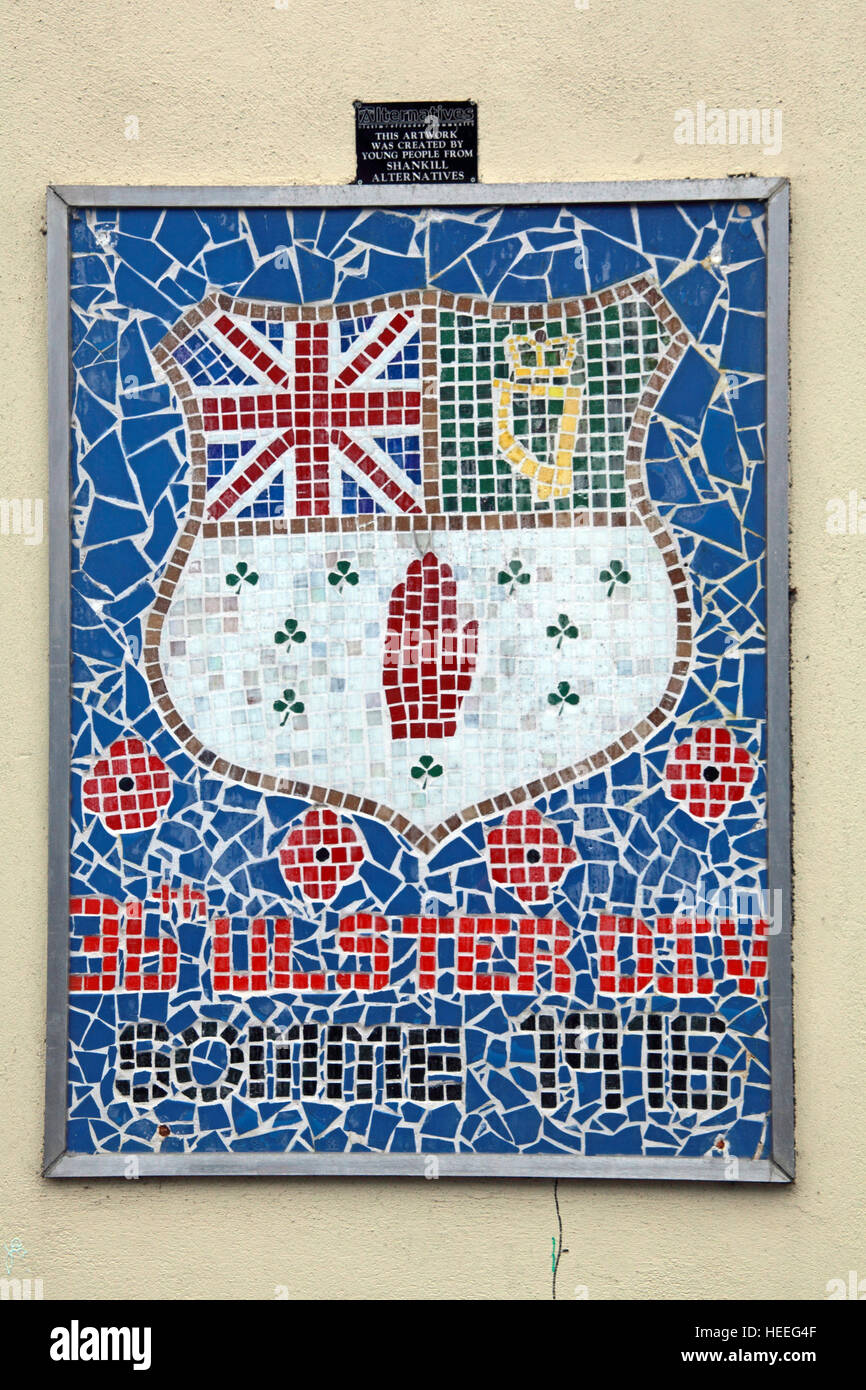 Belfast Unionist, Shankill Ulster Loyalist mosaic mural Stock Photo