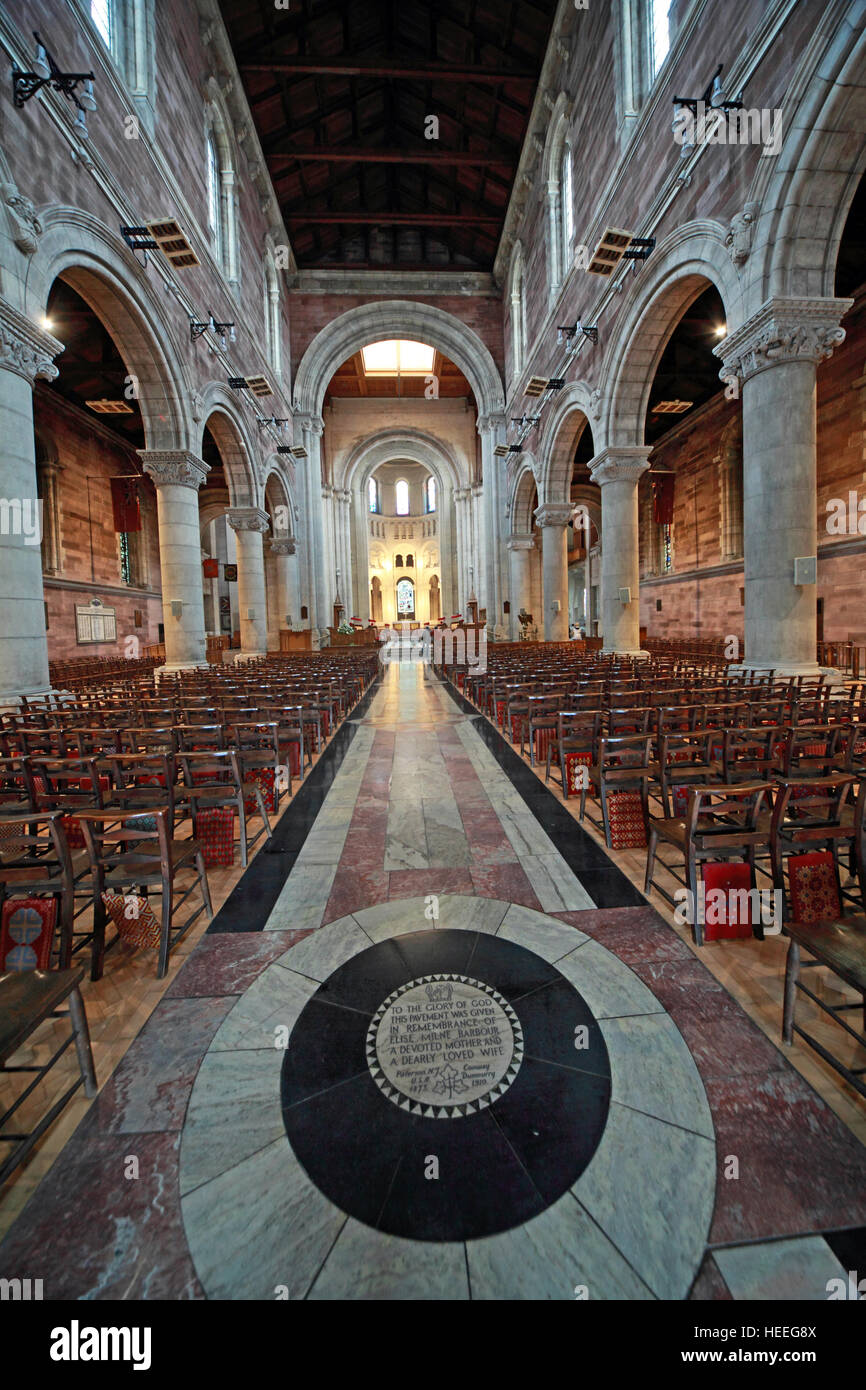 St Annes Belfast Cathedral Interior,Elise Milne Barbour memorial pavement Stock Photo