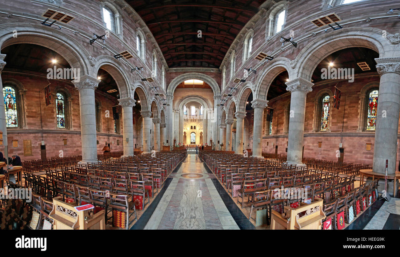 St Annes Belfast Cathedral Interior wide panorama Stock Photo