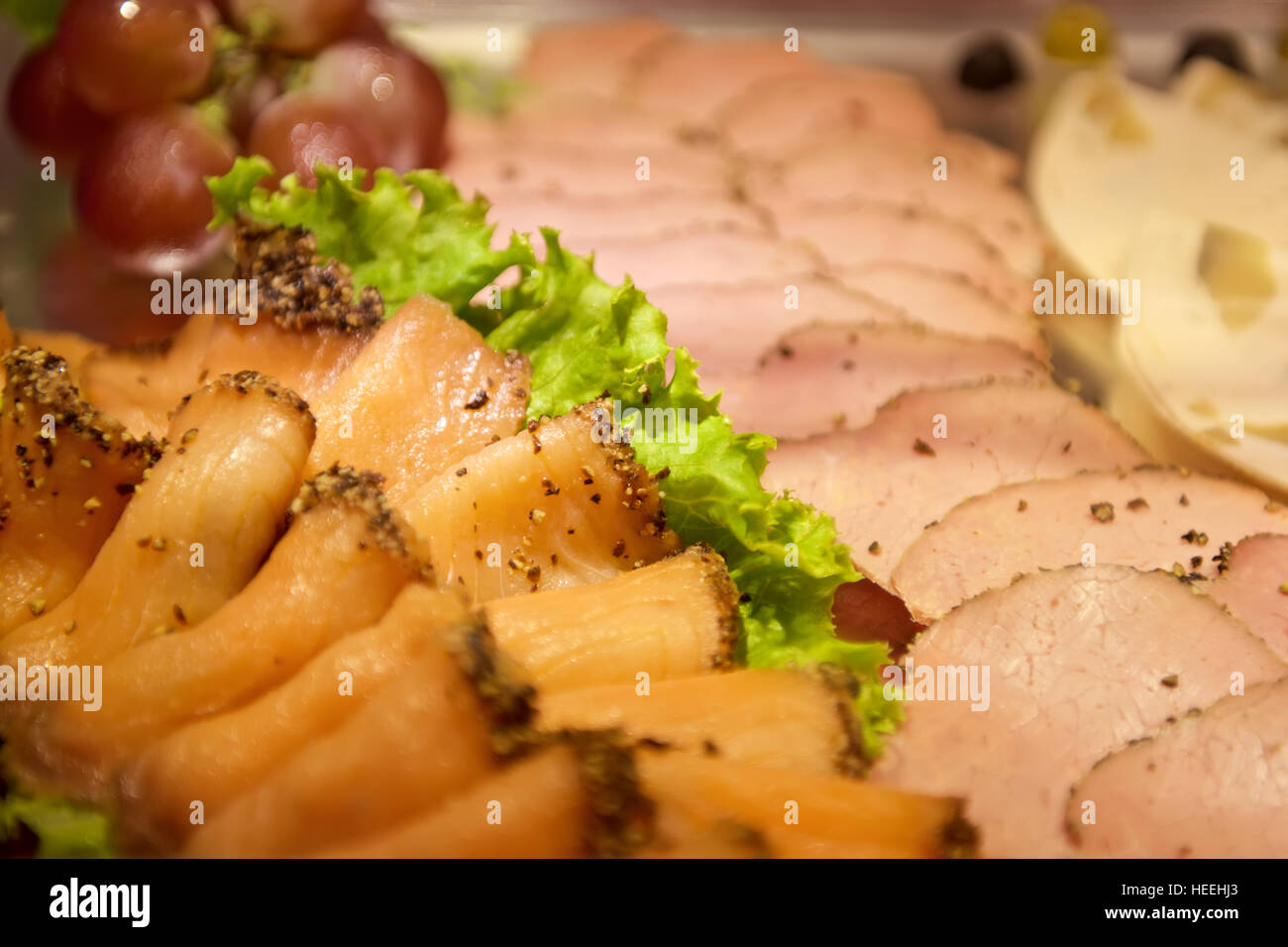 Assorted meat slices in buffet restaurant Stock Photo Alamy