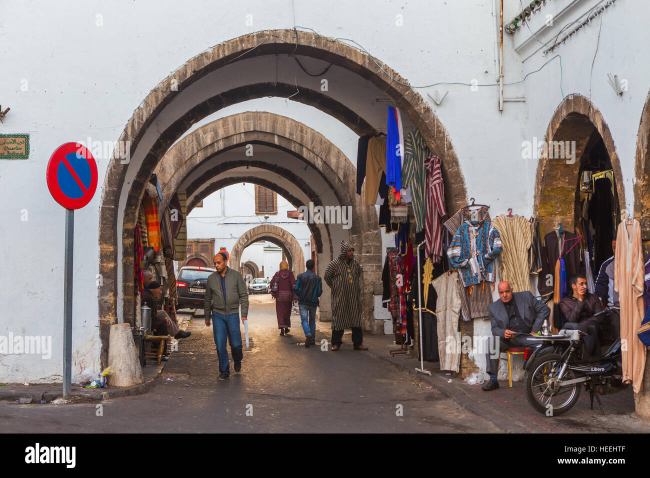 Houbous neighbourhood, New Medina (1918-1955), Casablanca, Morocco Stock Photo