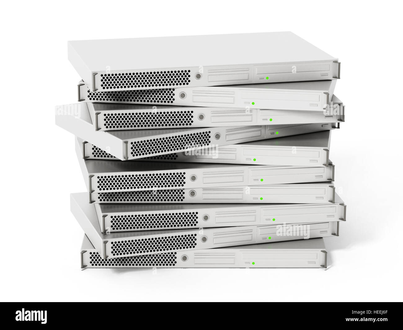White data server units isolated on white background. 3D illustration. Stock Photo