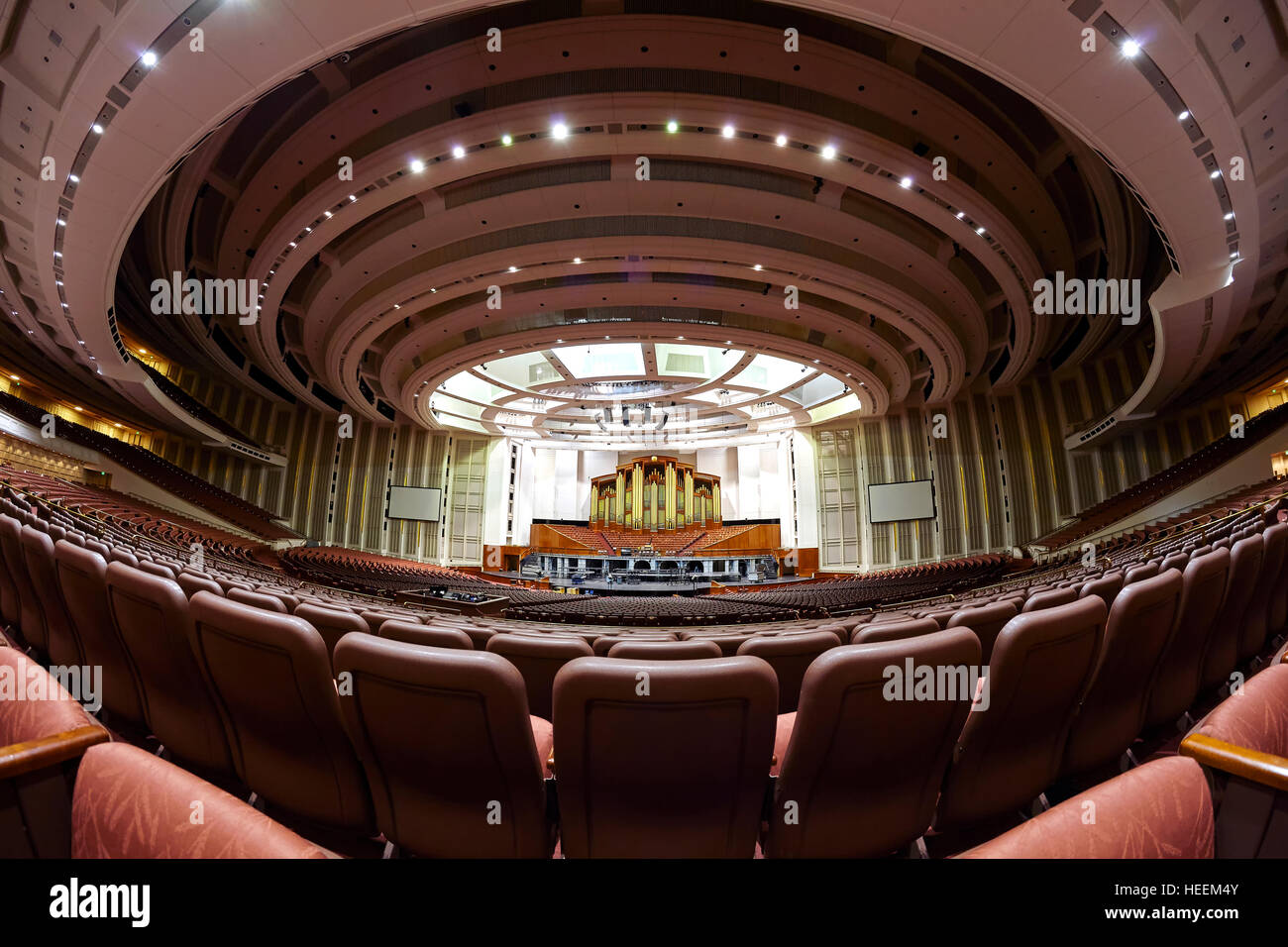 Interior of the 21,000 seat LDS Conference Center auditorium. Stock Photo