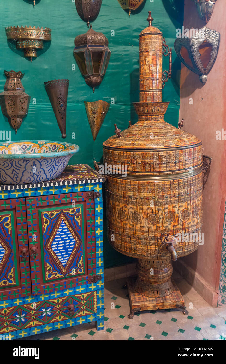 Metal works shop, Fes, Morocco Stock Photo