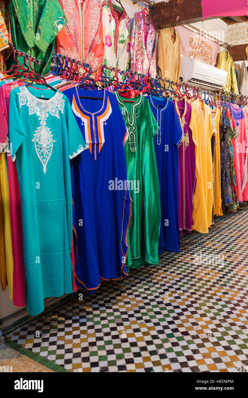 Textile shop, Fes, Morocco Stock Photo