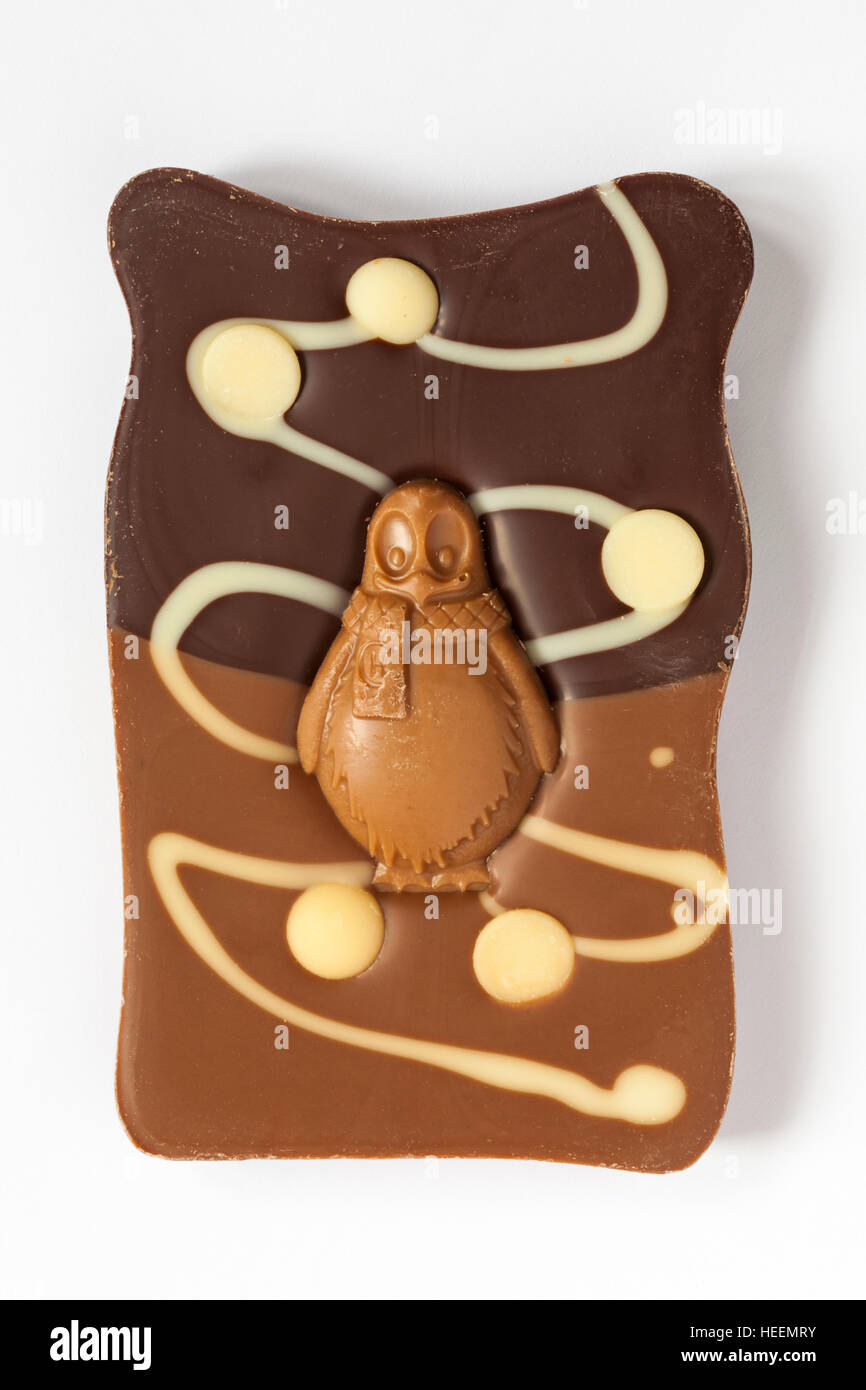Hotel Chocolat Penguin Snowed Under unwrapped chocolate ready for