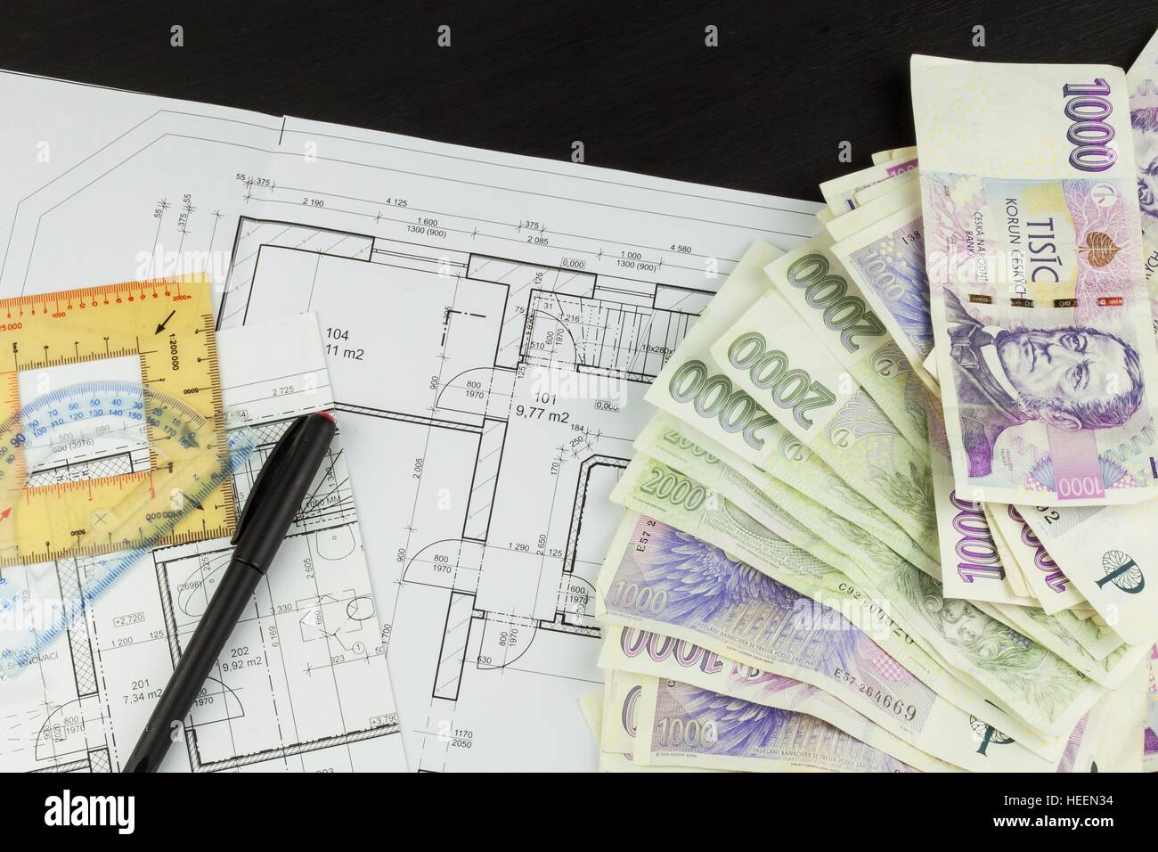 Desk project supervisor. Plans of building. Architectural project ...