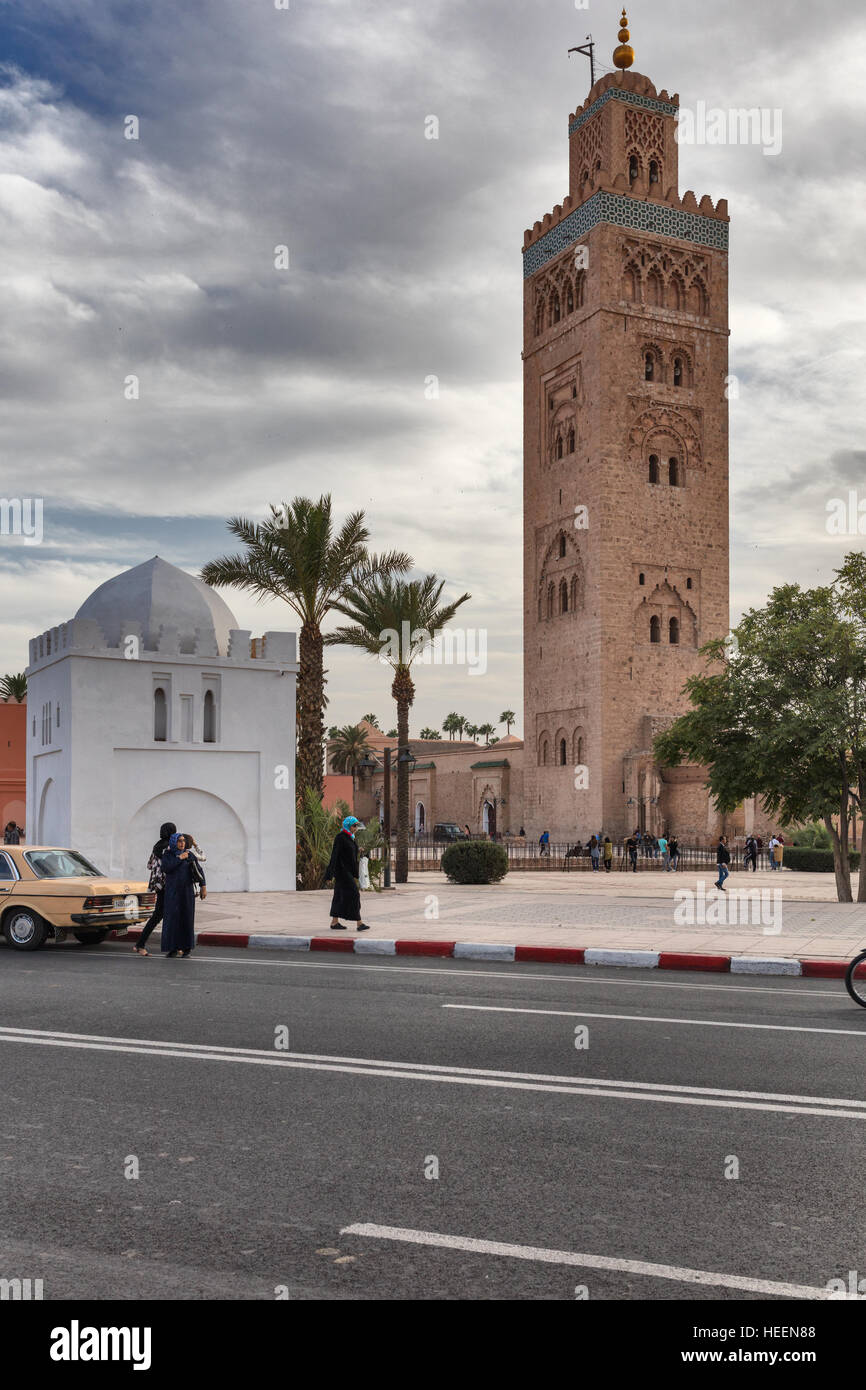 Koutoubia minaret (1146-1196), Marrakech, Morocco Stock Photo
