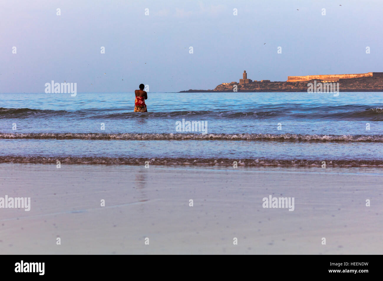 Atlantic ocean beach, Essaouira, Morocco Stock Photo