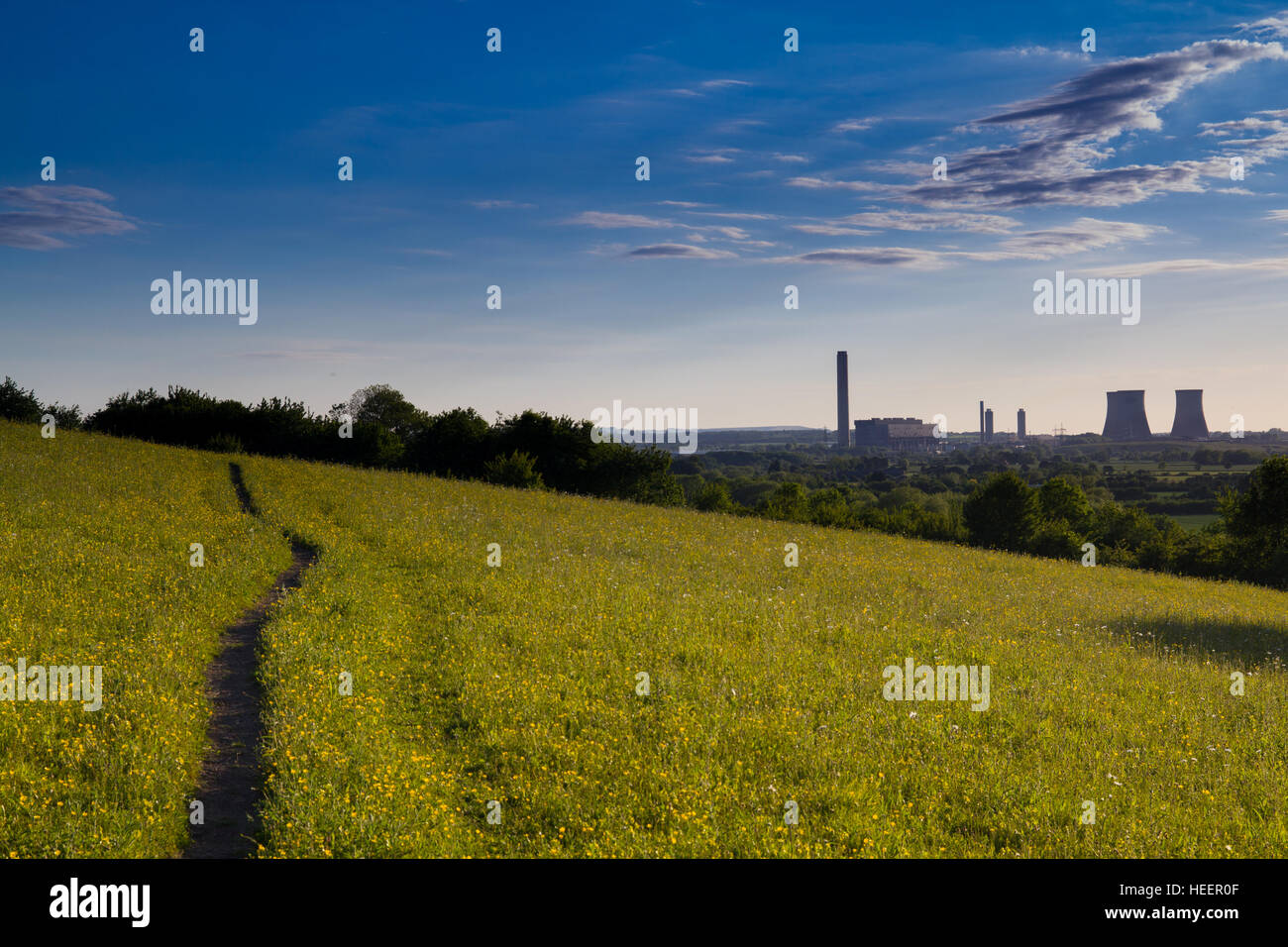 A view of Didcot Power Station from Wittenham Clumps Stock Photo