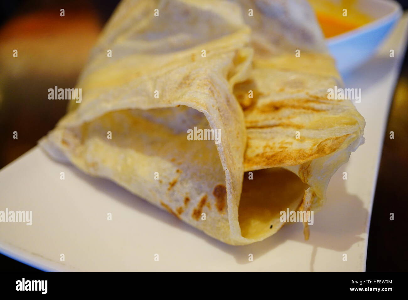 Layered paratha flatbread called Roti Canai in Malaysia Stock Photo