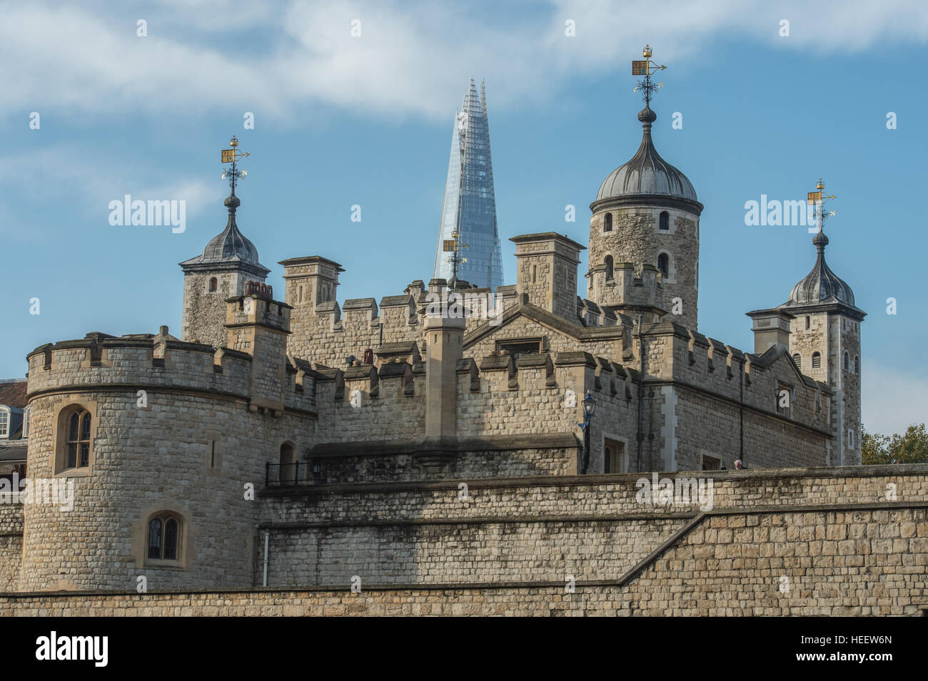 Tower of London with the Shard behind Stock Photo