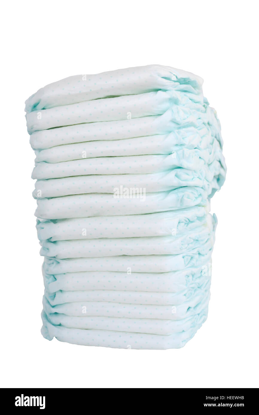 Stack of diapers isolated on white background Stock Photo Alamy