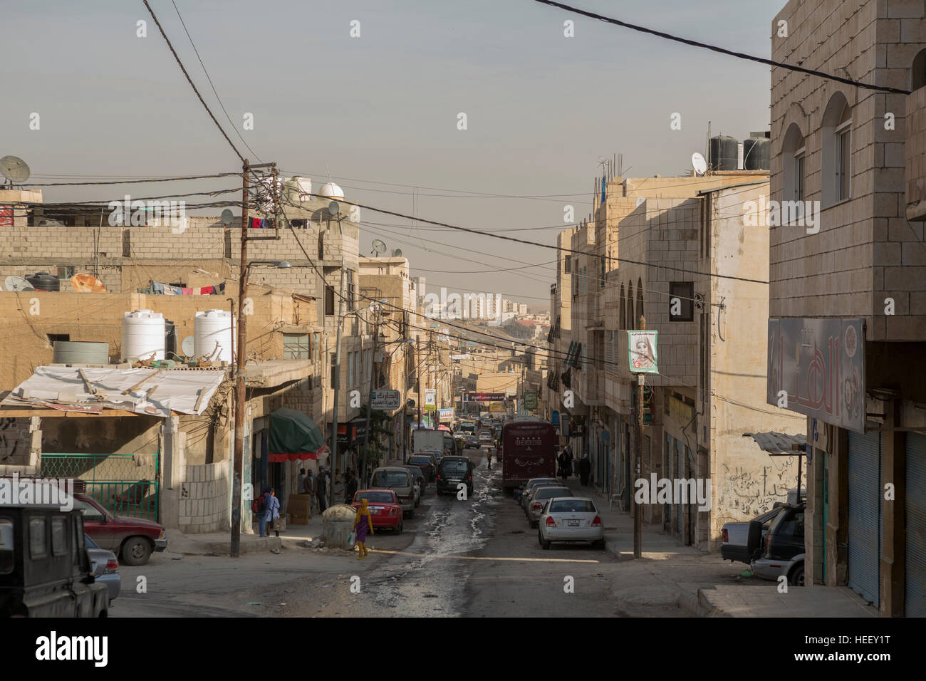 City scene in sprawling Zarqa, Jordan. Stock Photo