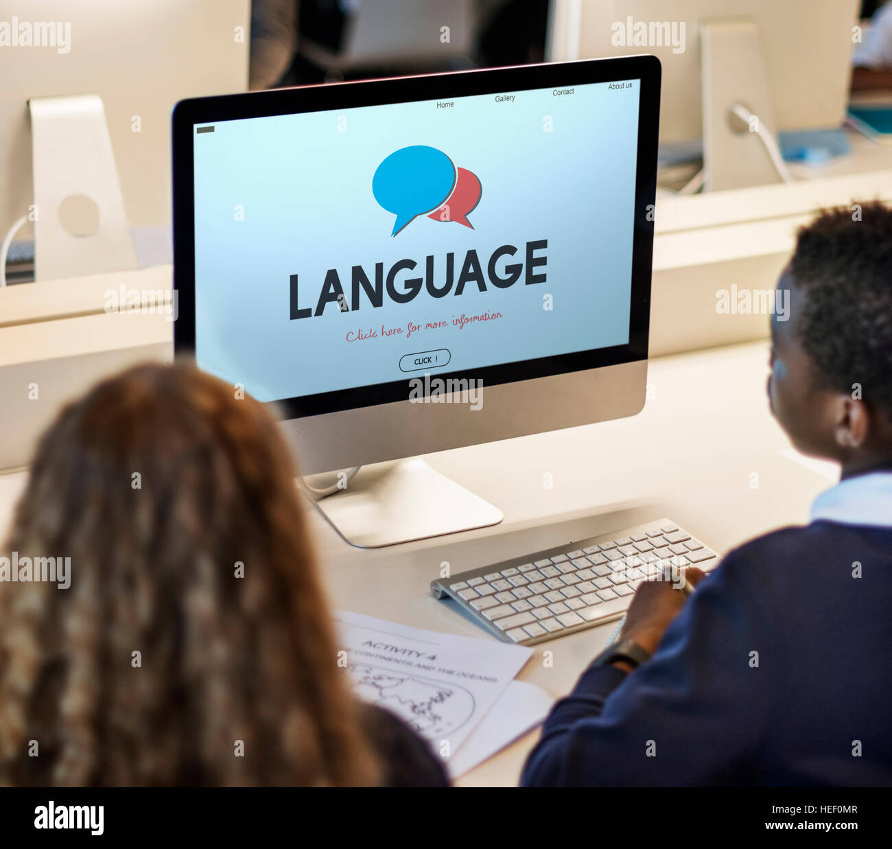 Online Language Learning Interface Concept Stock Photo - Alamy