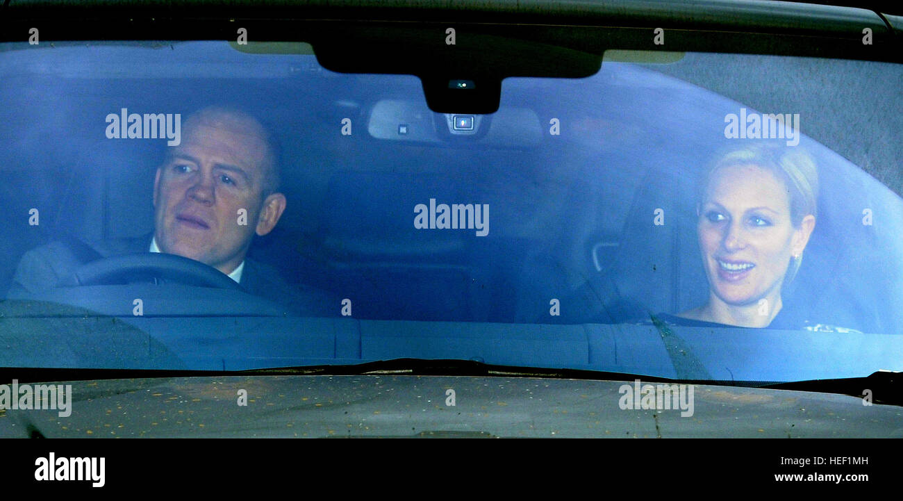 Zara and Mike Tindall arriving for the Queen's Christmas lunch at