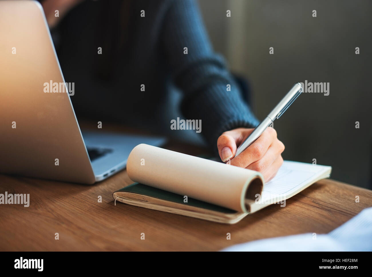 Woman Working Laptop Technology Writing Workplace Concept Stock Photo ...