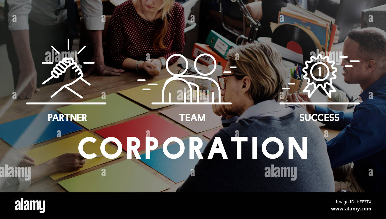 Business Collaboration Teamwork Corporation Concept Stock Photo - Alamy
