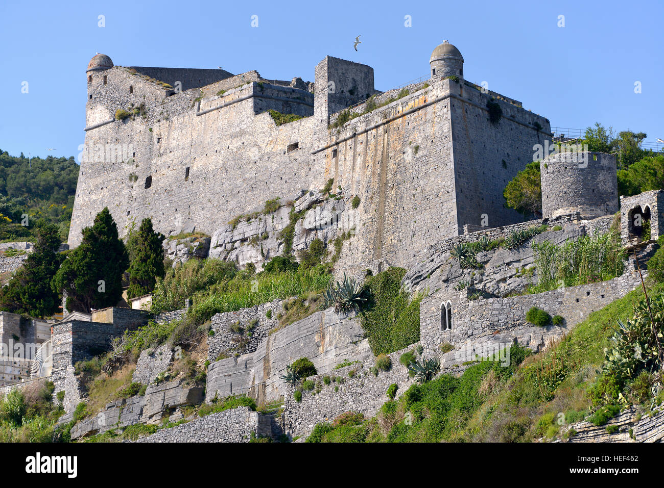 Doria castle at Porto Venere in Italy Stock Photo