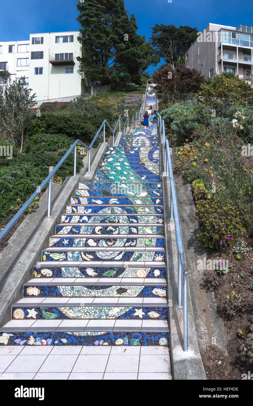 Mosaic staircase in San Francisco, California Stock Photo