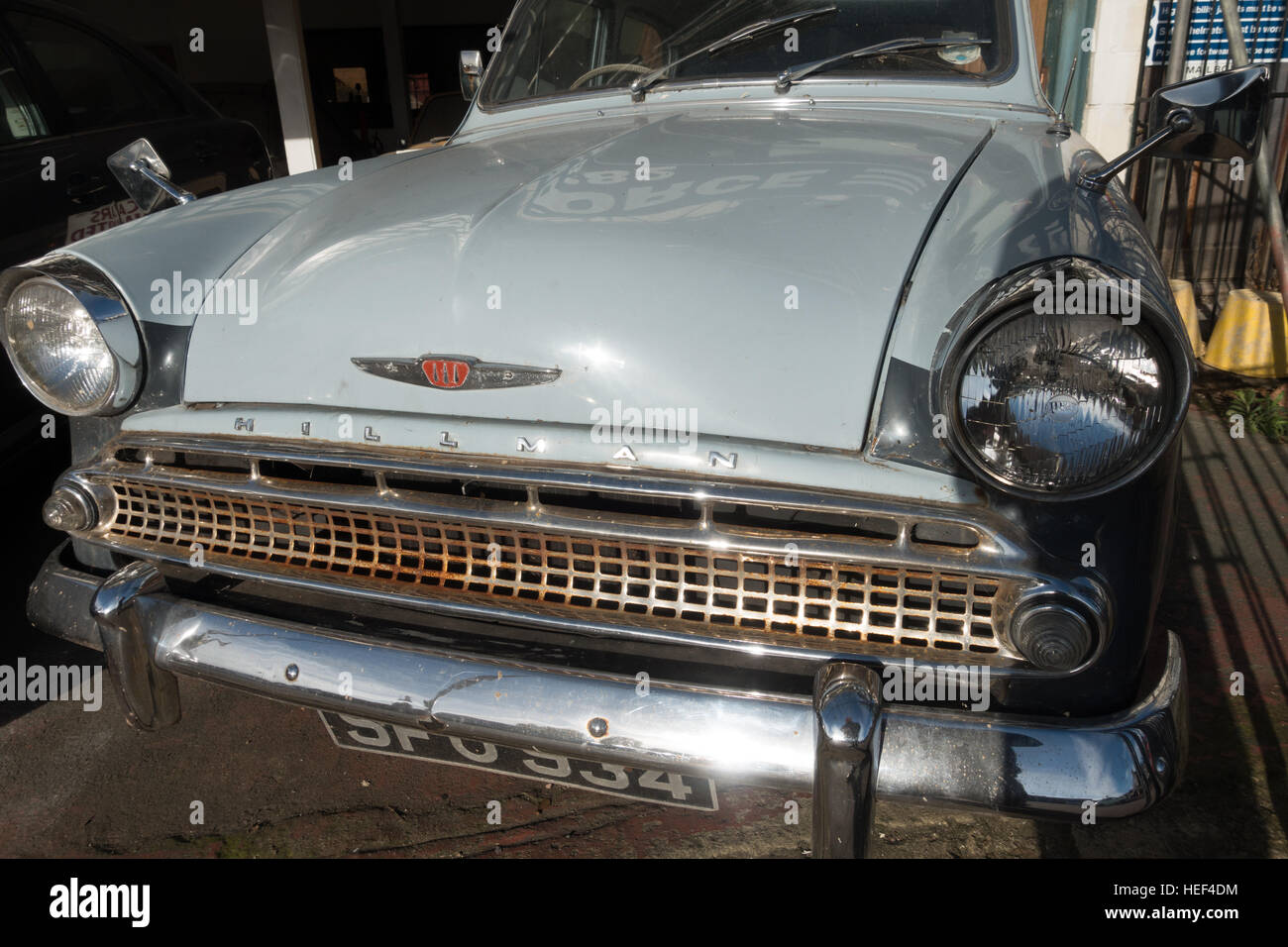 The front grille of an old Hillman Minx car. Stock Photo