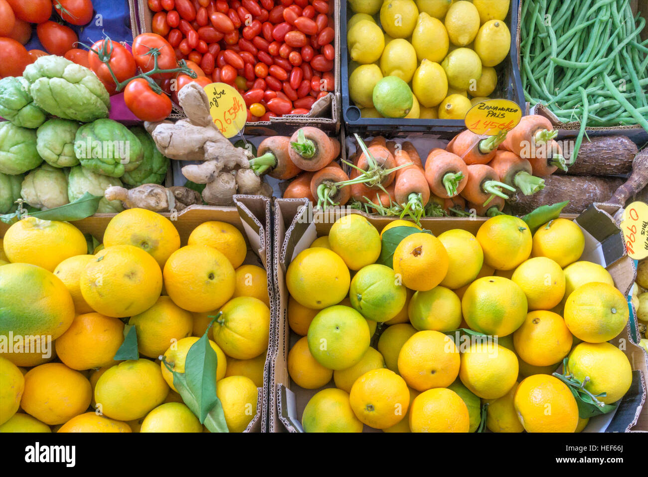 Covered market hall, fruits,La Palma, Canary Islands, Spain Stock Photo