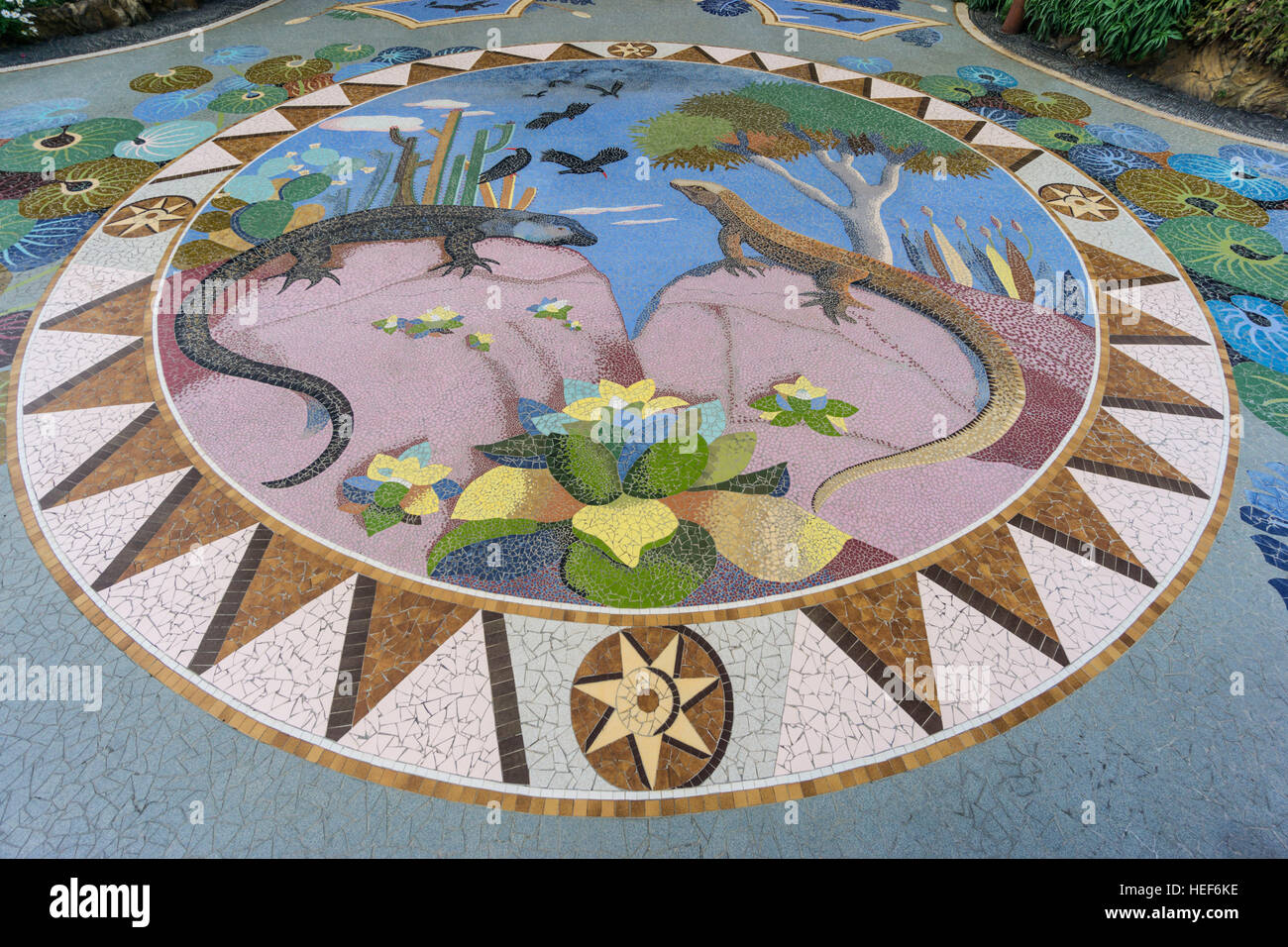 Floor mosaic by Luis Morera, Plaza La Glorieta, Las Manchas, La Palma,  Canary Islands, Spain Stock Photo - Alamy