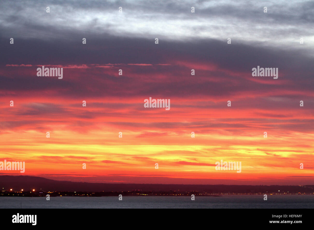 November dawn on sea coast. Palma-de-Majorca, Spain Stock Photo