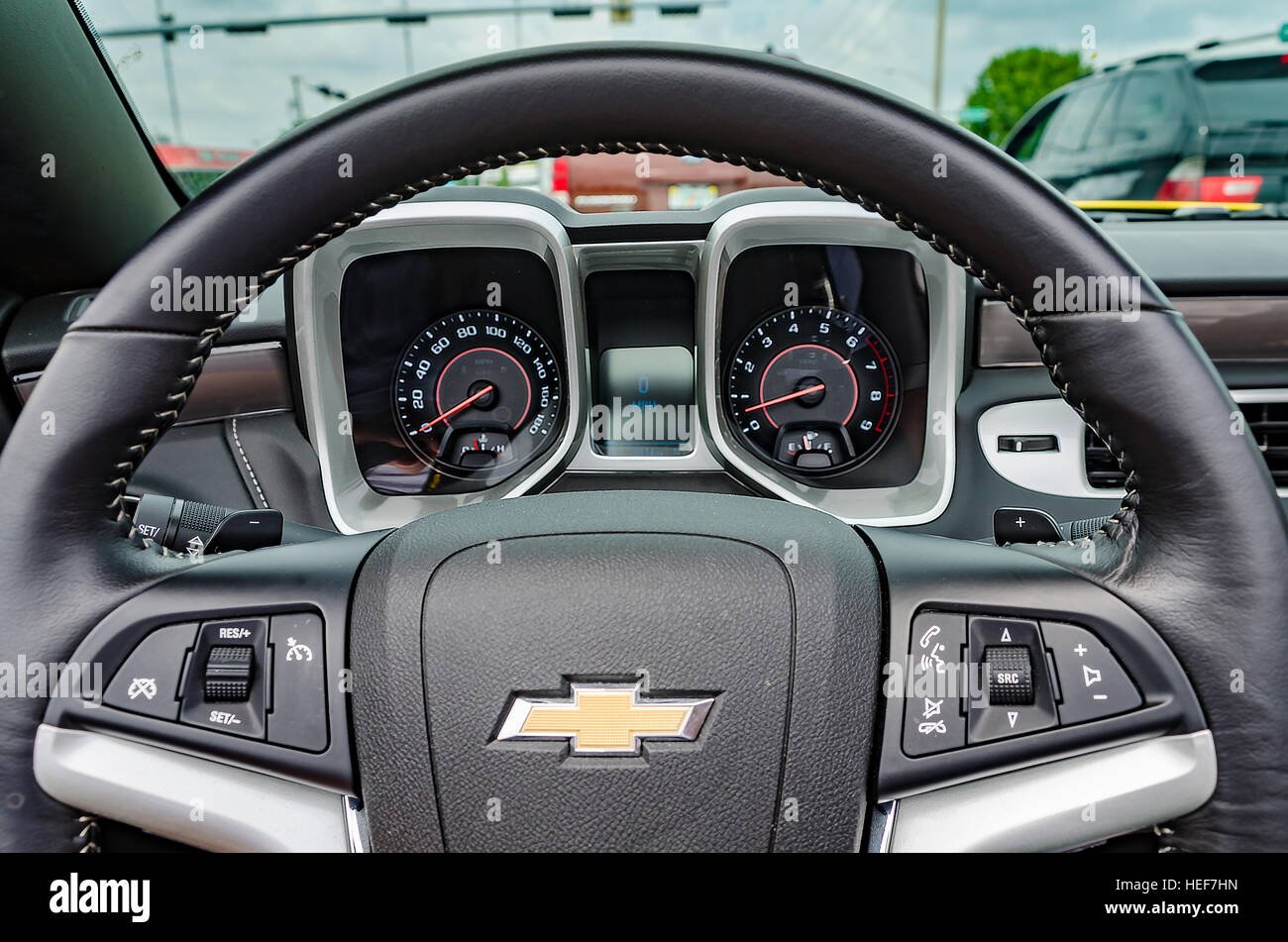 Miami, USA - September 24, 2012: Chevrolet Camaro SS convertible dashboard  details. The fifth generation Camaro was introduced in 2010. This convertib  Stock Photo - Alamy