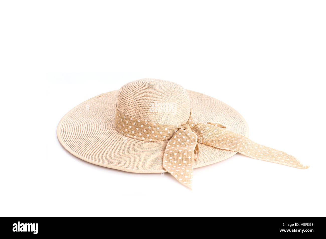 Close up vintage woman beach hat isolated on white background Stock Photo