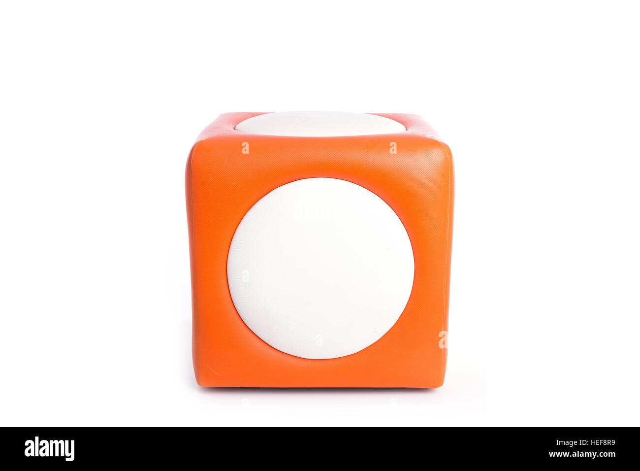 Orange square stool chair isolated on white background Stock Photo Alamy